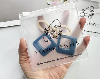 100 sacchetti per gioielli con cerniera opachi smerigliati personalizzati da 2,35 x 3 pollici/6 x 8 cm, confezioni per gioielli personalizzate di alta qualità, sacchetti per gioielli personalizzati con il tuo logo