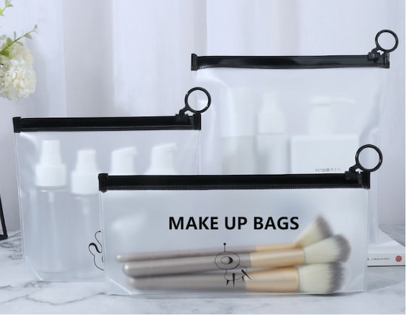 100 Personalized Frosted 600mircon cosmetic Bag With Zipper PVC