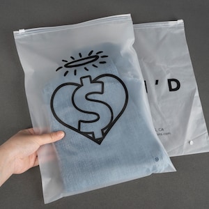 100 embalagens personalizadas com logotipo impresso, camisa autovedante, roupas, zíper, zíper transparente, plástico, zíper, sacos de roupas foscos