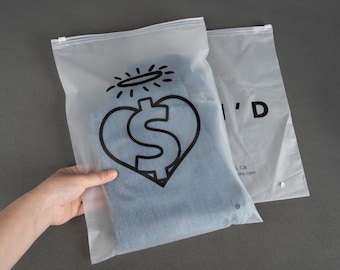 Bolsas con cierre mate personalizadas con logotipo impreso, bolsas de embalaje para ropa, bolsas de plástico reciclables para pequeñas empresas, bolsas con cierre zip personalizadas.