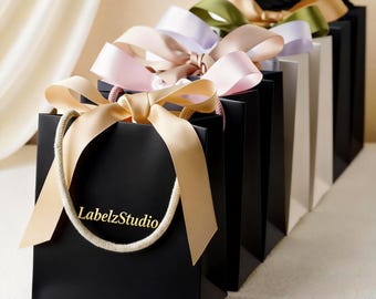 Custom Cloth Black for Small Business Your Own logo Print Paper Gift Bag Branded Luxury Shopping Bags with Logos