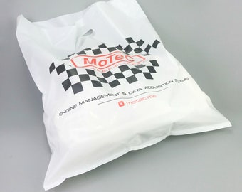 Kundenspezifisches Logo-weiße PlastikEinkaufstaschen, Boutique Tote