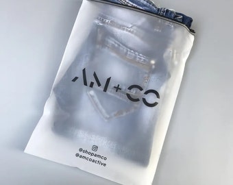 Bolsas con cierre esmerilado personalizadas, embalaje personalizado para ropa, bolsas de plástico PE con cierre, 100 unidades a la venta
