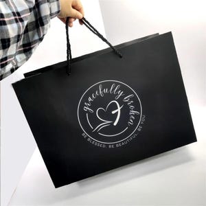 Bags with satin ribbon & your Logo, Personalized gift Bag with satin ribbon handles for your business, presentation, event, party