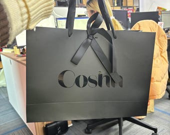 Bags with satin ribbon & your Logo, Personalized gift Bag with satin ribbon handles for your business, presentation, event, party