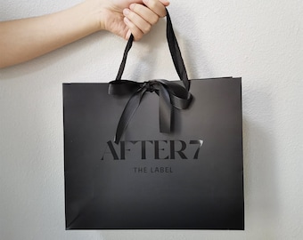 Custom Logo Paper Bags with Satin Ribbon Handles: Boutique Shopping Bags (100 PCS)