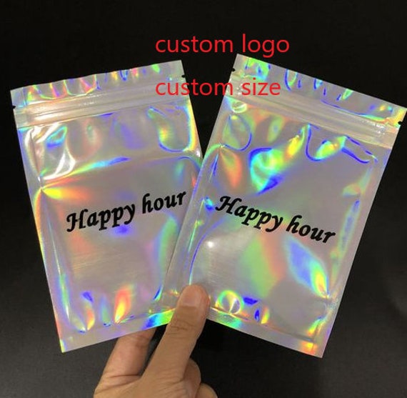 1/50/100 Pcs Iridescent Self Sealing Bags Laser Plastic Pouches