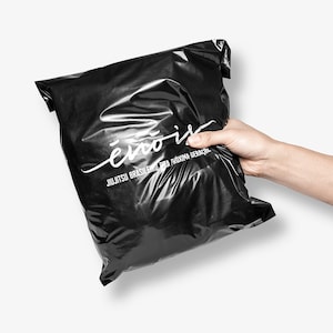 Bolsas de correo de polietileno negras personalizadas de 100 a 500 unidades, bolsas de envío personalizadas con logotipo de un color, bolsas de envío negras brillantes personalizadas