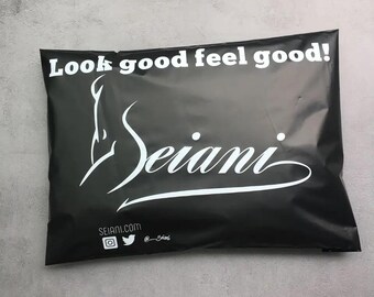 Benutzerdefinierte mattschwarze Poly-Mailer, einfarbiges Logo, selbstklebend