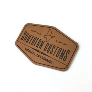 50pcs Custom pu jeans leather labels, sew on debossed leather patch  For Your Custom Logo Use for bags hats shirts beanies and more.