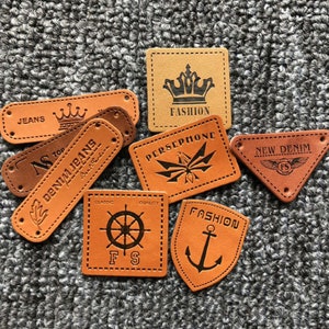 50 Custom Personalized leather patches with Logo,Leather Patches | Do it yourself | DIY iron on patch