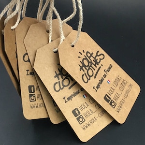 Etiquetas kraft personalizadas, etiquetas de papel kraft, etiquetas de papel kraft con cuerda, etiquetas colgantes kraft impresas con logotipo personalizado, etiquetas colgantes kraft