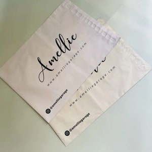 Bolsas de correo biodegradables de polietileno de color beige crema personalizadas, 50-500 unidades, bolsas de envío personalizadas con logotipo de un color, bolsas de envío mate personalizadas