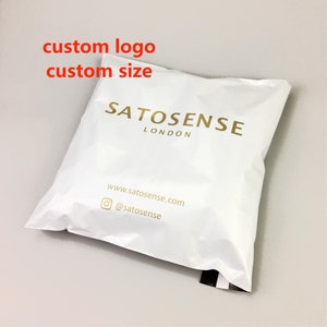 100 10x14&quot;/25x35cm, Custom White Poly Bags, Color Print Personalized Packaging, Plastic Mailer, Tear Stripe, Tear Resistant and Waterproof