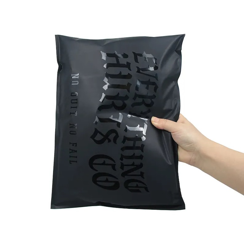 brand matte mailing mail self adhesive free plastic packaging custom printed shipping bag black spot poly mailer image 1