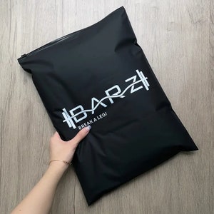 100 buste nere con cerniera e logo, buste personalizzate per abbigliamento per magliette, confezioni con cappuccio con logo stampato
