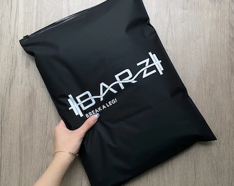 100 zwarte ritszakken met logo, op maat gemaakte kledingtassen voor tshirt.hoodieverpakking met logo bedrukt