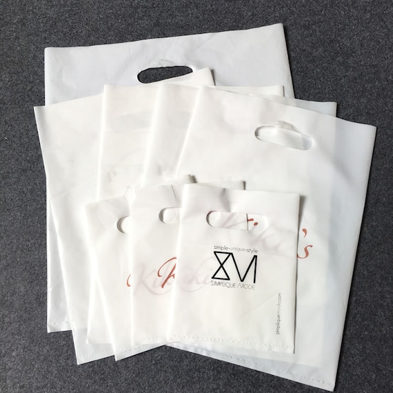 50pcs Customized Plastic Bag For Shopping Packaging Printed Custom LOGO  Wholesale Business PE Tote Bag(Printing Fee Is Extra)