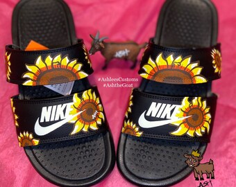 nike sandals with sunflowers