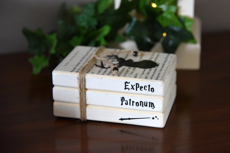 Expecto Patronum-Wooden Wizard Bookstack HP Inspired image 1