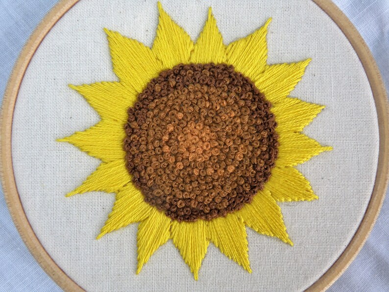 Sunflower hand jessecmault embroidered sunflowers hand  etsy