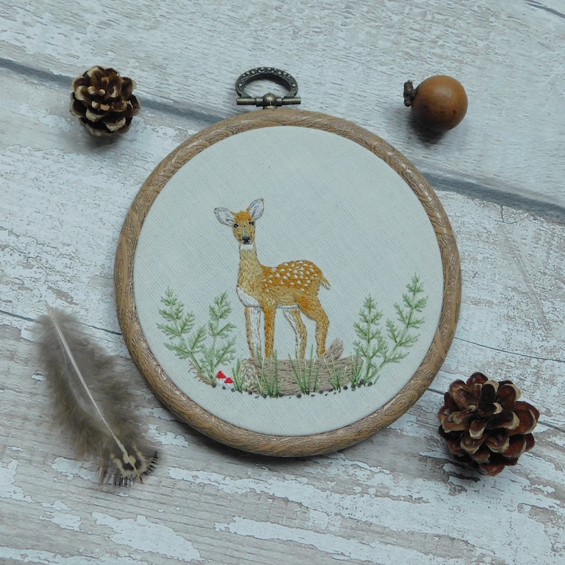 Deer Embroidery. Embroidered Deer. Animal Embroidery. Hand Etsy