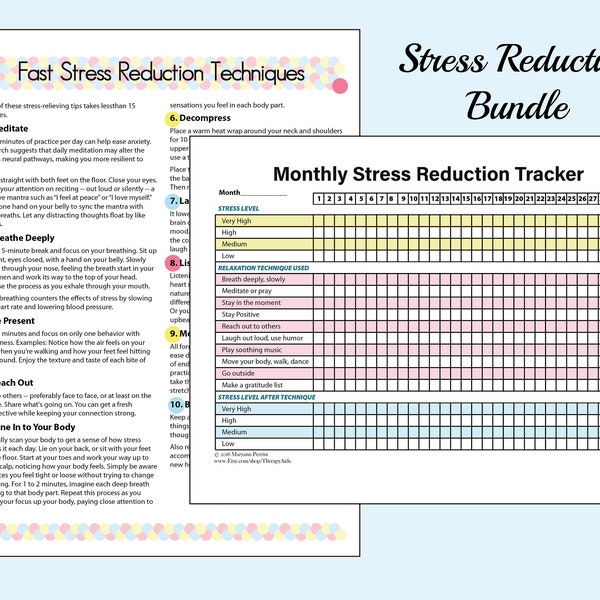 Printable Stress Reduction Tracker with 10 Relaxation Techniques