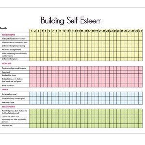 Self-esteem Building Trackers I & II Printable - Etsy