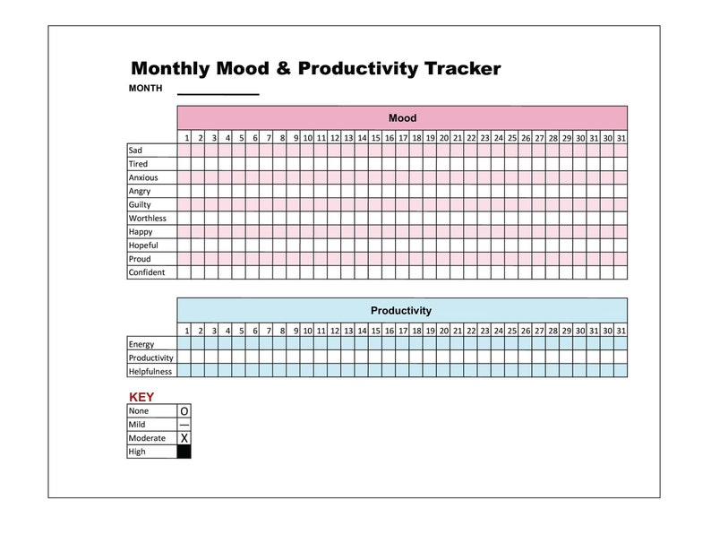 Printable Mood & Productivity Tracker - Etsy UK