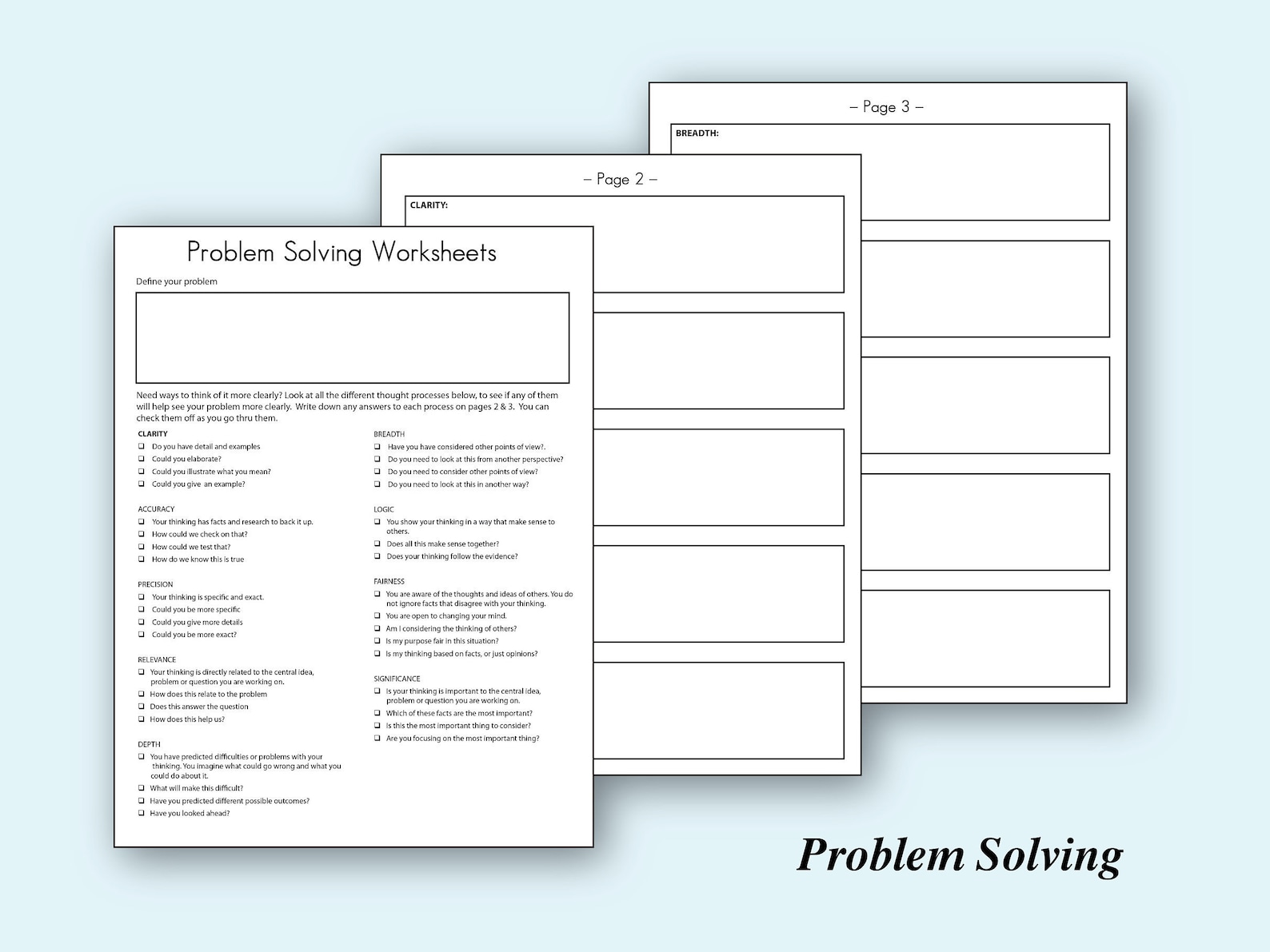 Printable Problem Solving and Brainstorming Worksheets - Etsy