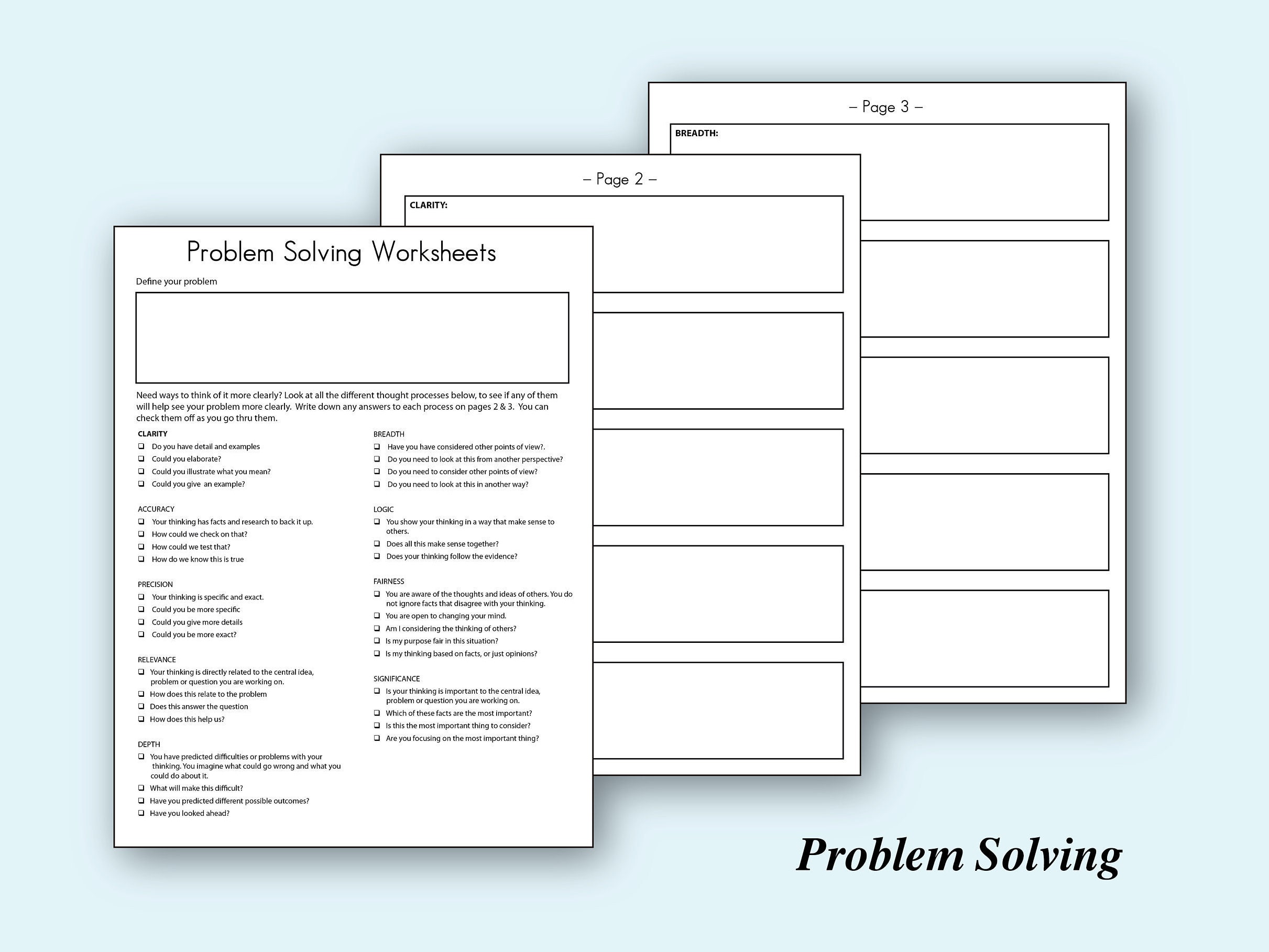 printable problem solving and brainstorming worksheets etsy new zealand