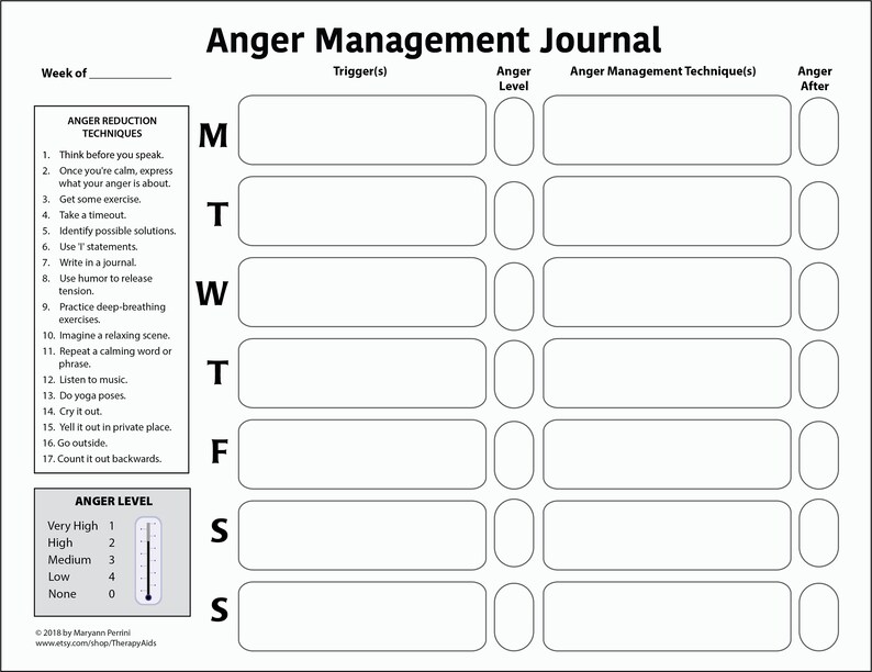 Printable Anger Management Tracker - Etsy New Zealand
