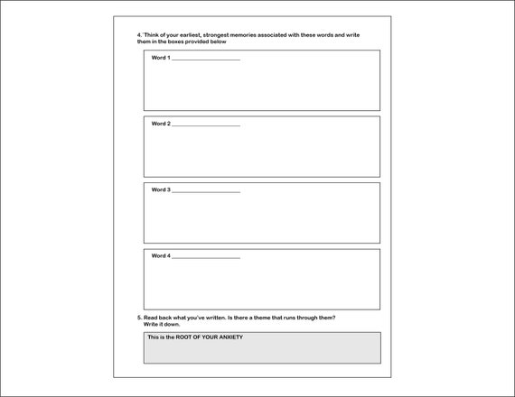 root of anxiety printable worksheet etsy canada