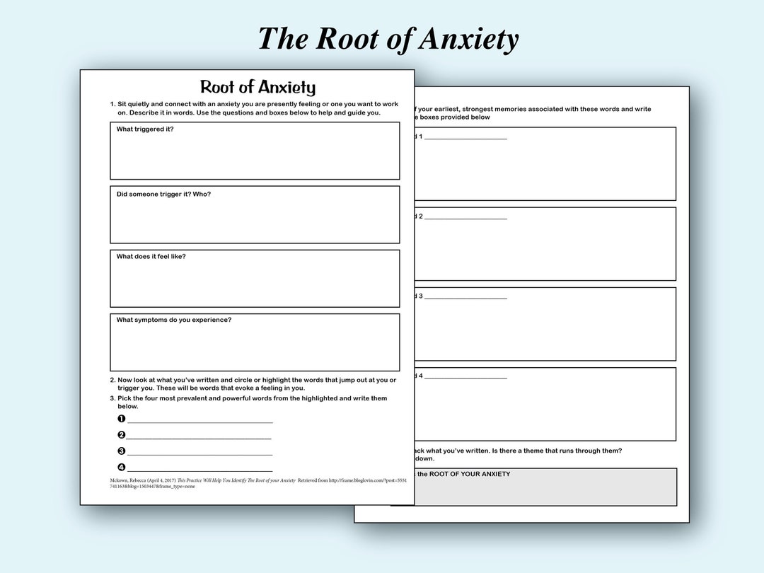 Root of Anxiety Printable Worksheet - Etsy