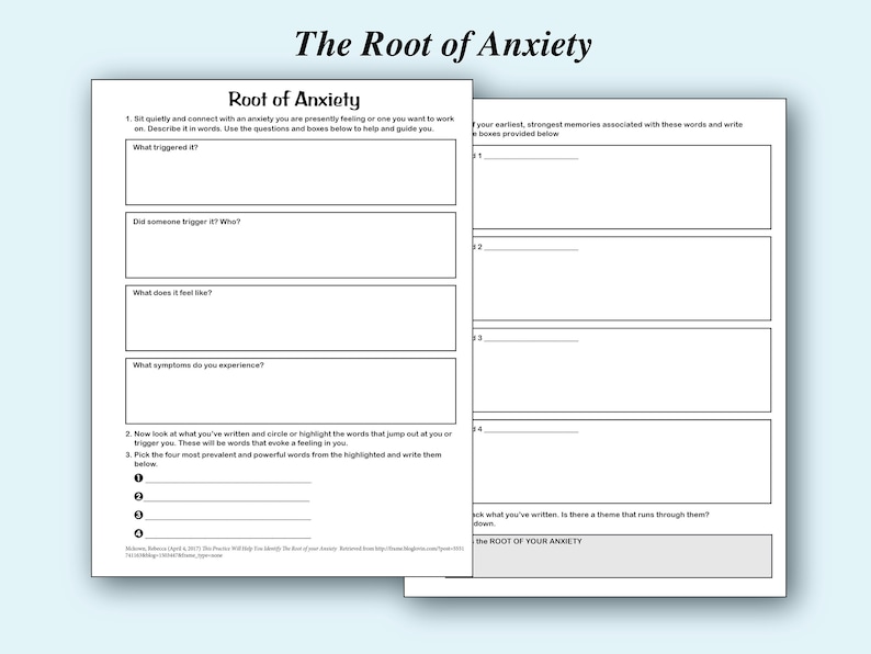 Free Printable Counseling Anxiety Worksheets
