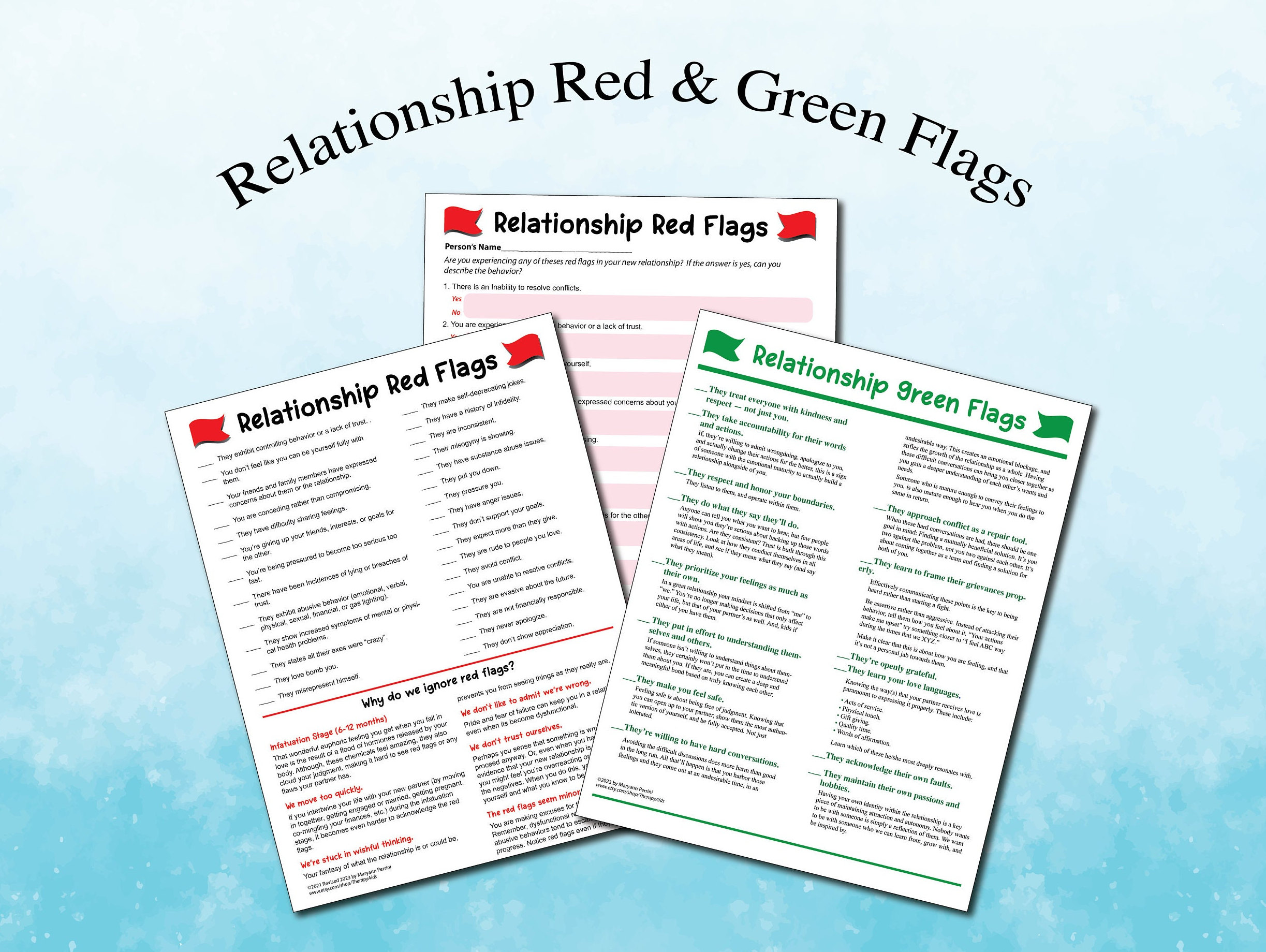 Printable Relationship Red & Green Flag Bundle Etsy