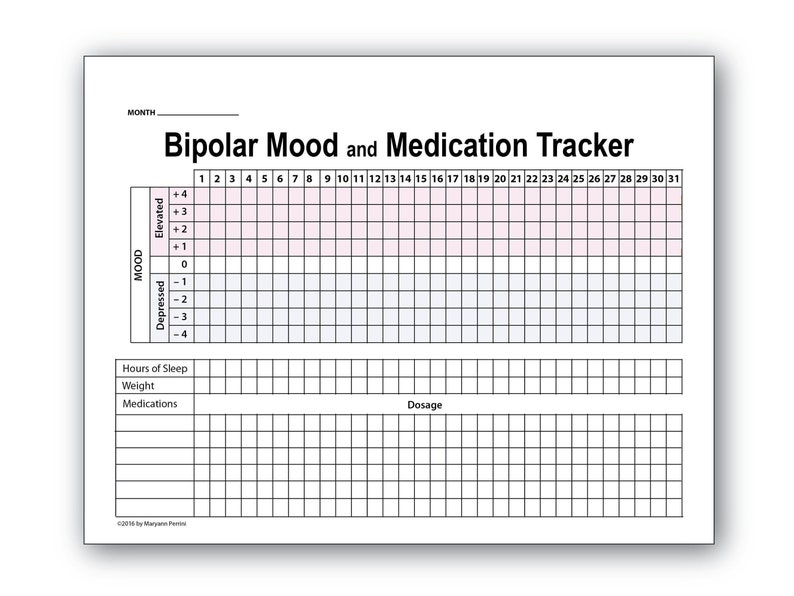 Printable Bipolar Disorder Tracker | Etsy