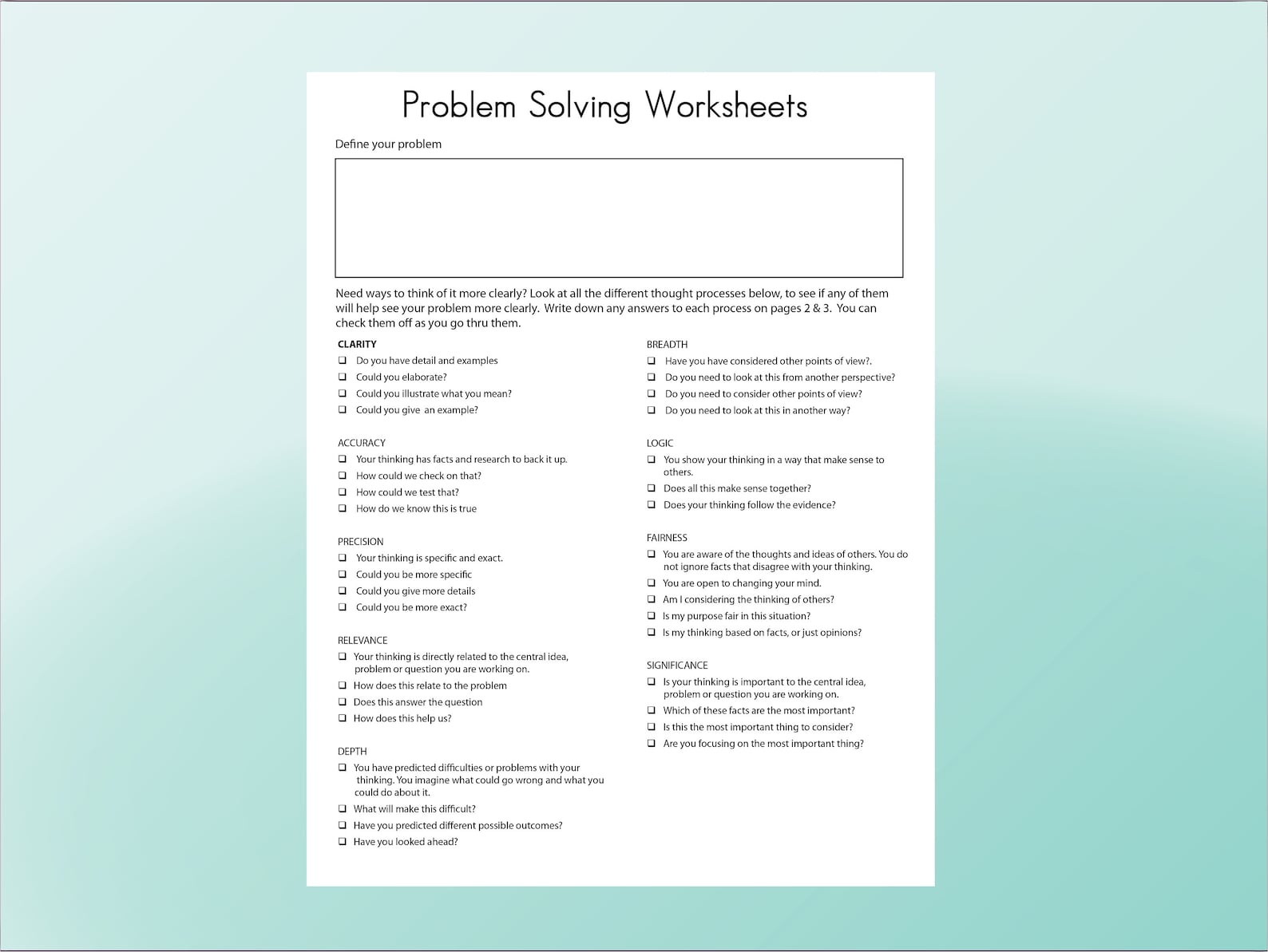 Printable Problem Solving and Brainstorming Worksheets - Etsy