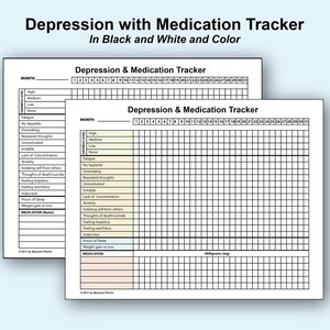 Druckbare Depression Medikamente Schlaf & Weight Tracker