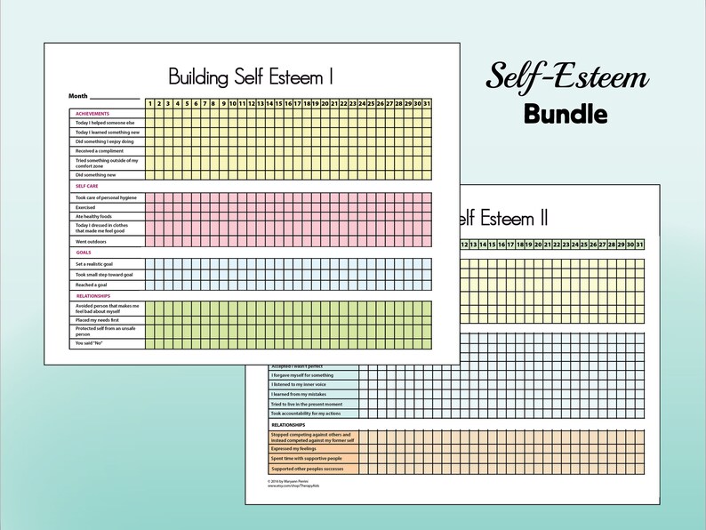 Self-esteem Building Trackers I &amp; II Printable - Etsy Canada