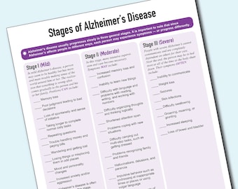 Stages of Alzheimer's Tracker Printable