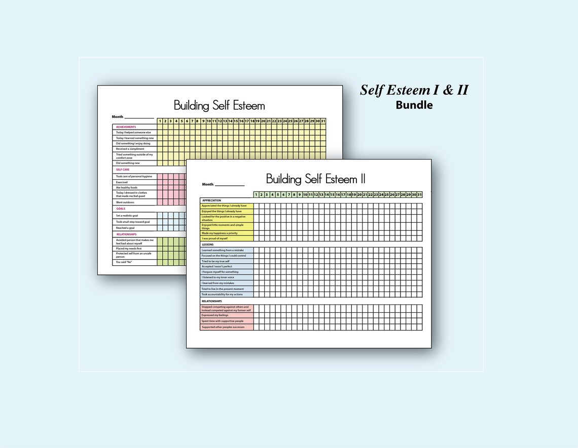 Self-esteem Building Trackers I &amp; II Printable - Etsy