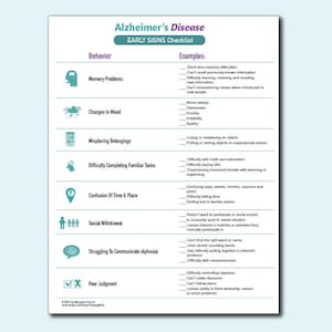 Alzheimer's Early Signs Checklist Printable - Etsy