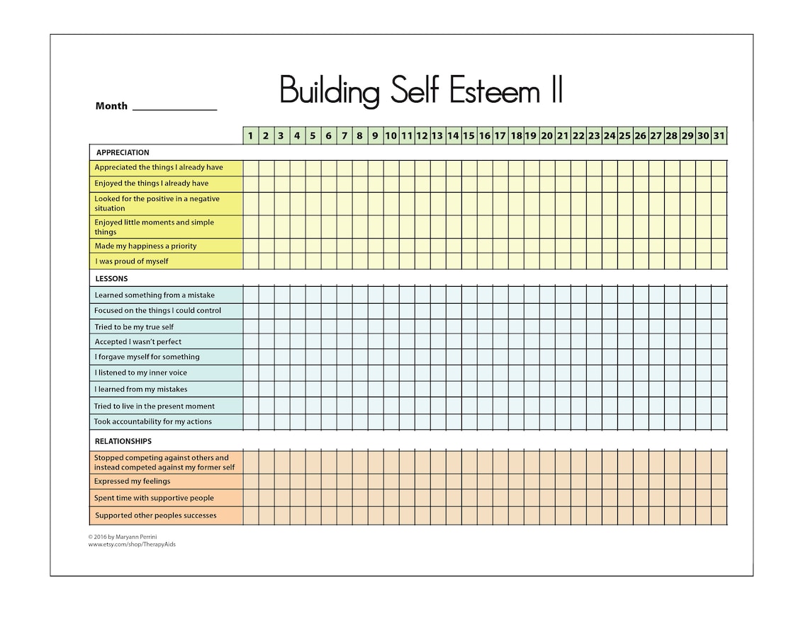 Printable Self Esteem Tracker I Pdf