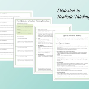 Distorted to Realistic Thinking Printable 4 Page Worksheet