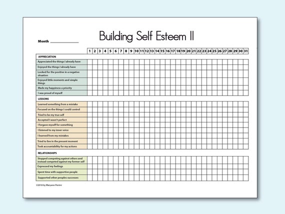 Printable Self-esteem Tracker II | Etsy UK
