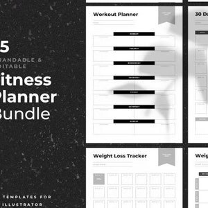Fitness Planner Bundle, Workout Planner, Weekly Fitness, Weight Loss Tracker, Daily Fitness. Start the New year with a plan
