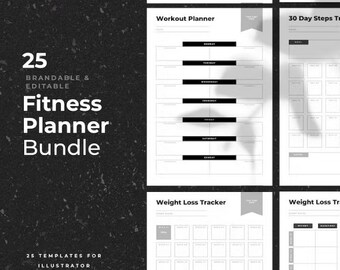 Fitness Planner Bundle, Workout Planner, Weekly Fitness, Weight Loss Tracker, Daily Fitness. Start the New year with a plan