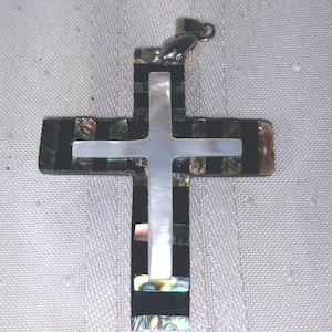 Natural Abalone Inlay Shell Large Cross Shape Abalone Shell Pendants For Necklace Jewelry Shell Pendants