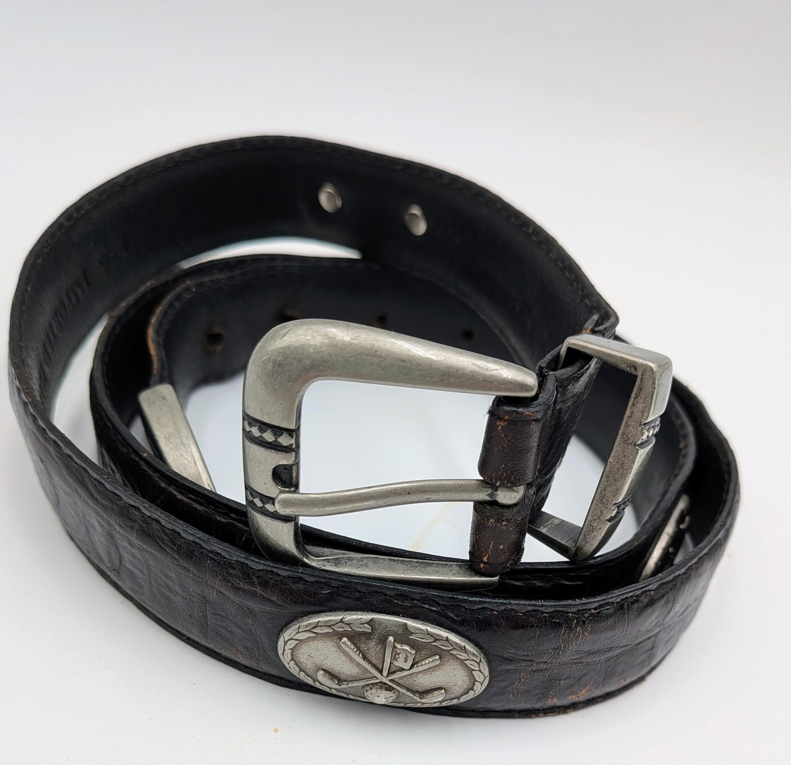 Vintage Brown Leather Concho Belt - Etsy